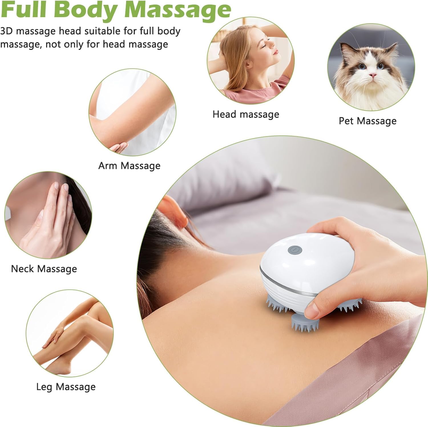 Electric Scalp Massager – Rotating Silicone Massage Brush Electric scalp massager with rotating silicone massage brushes