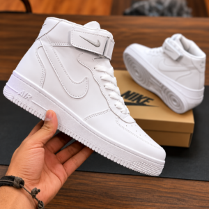 Home White high-top sneaker with tonal detailing and ankle strap