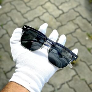 Home MOSCOT premium black and silver unisex sunglasses front detail
