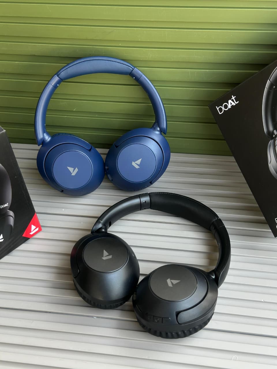 boAt Rockerz 650 Pro Wireless Headphones boAt Rockerz 650 Pro black wireless over-ear headphones displayed on a minimalist stone pedestal