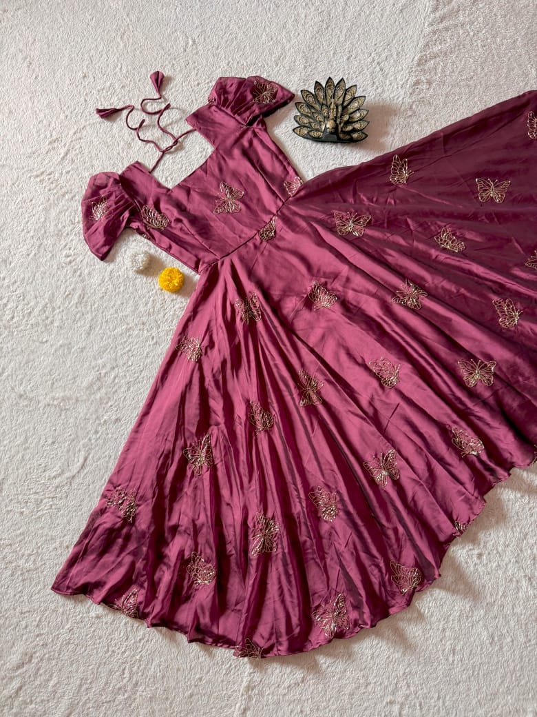 Mauve Rangoli Silk Designer Gown Mauve Rangoli Silk gown with beads and sequin work