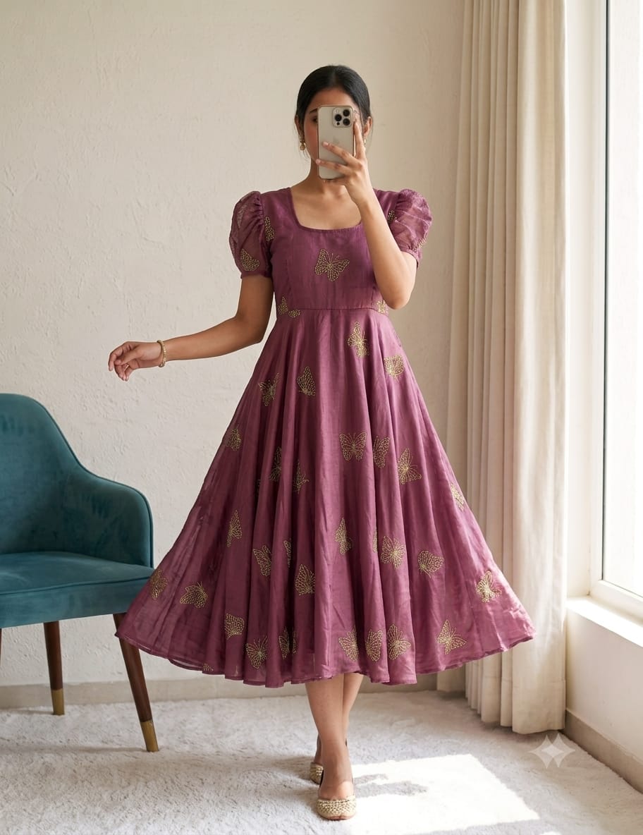 Mauve Rangoli Silk Designer Gown Mauve Rangoli Silk gown with beads and sequin work